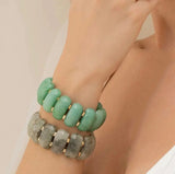 Elastisches Armband mit großen Natursteinen- Aventurin - GENTLE SPRING