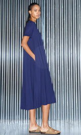 Langes Baumwollkleid- Mitternachtsblau