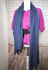 Leinen Kurzarmbluse - Magenta