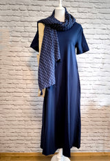 Langes Baumwollkleid- Mitternachtsblau