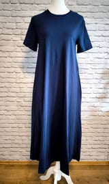 Langes Baumwollkleid- Mitternachtsblau