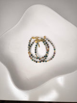 Armkettchen mit kubischen Natursteinen- Grüntöne Natur