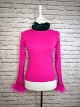 Strickpullover mit Feder-Details- GEDECKTER WINTER