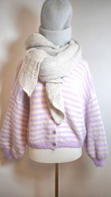 Gestreifte Strickjacke mit Knöpfen- DUNKLER FRÜHLING SOMMER