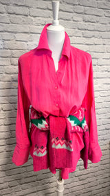 Hochwertige Leinenbluse- Pink