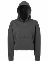 Half Zip Cropped Hoodie- VERDANT WINTER