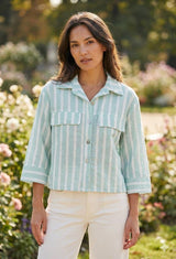 Gestreifte Blusenjacke mit ausgestellten Ärmel- GENTLE SPRING