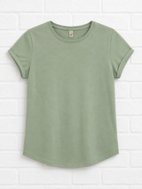 BIO COTTON T-SHIRT MIT AUFGEROLLTEM ÄRMELSAUM- INDIAN SUMMER