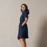 Hochwertiges Leinen-Wickel- Kleid- TWILIGHT WINTER