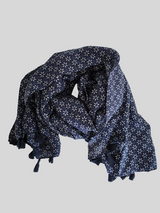 Schal Dunkelblau gemustert mit Quasten