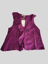Leinenbluse ohne Arm mit Volants- Magenta