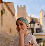 Aquagrün Turban Stirnband für Damen, breites Kopftuch