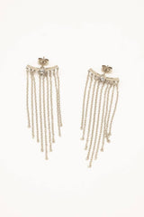 Ohrstecker mit Kristall & Ketten-Design- Silber