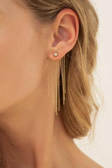 Ohrstecker mit Kristall & Ketten-Design- Silber