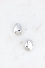 Ohrstecker mit ovalem Spiegelmuster- Silber