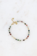 Armkettchen mit kubischen Natursteinen- Grüntöne Natur