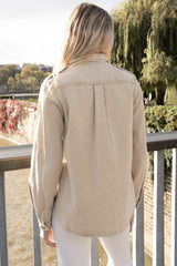 HEMD AUS GEWASCHTER BAUMWOLLE- Beige