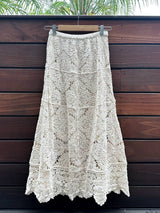 Boho-Blumen-Häkel-Maxirock- Elfenbein- Verdant Winter