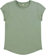 BIO COTTON T-SHIRT MIT AUFGEROLLTEM ÄRMELSAUM- INDIAN SUMMER