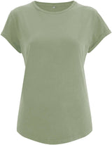BIO COTTON T-SHIRT MIT GERADEM ÄRMEL UND AUFGEROLLTEM ÄRMELSAUM - Dunkler Frühling Sommer