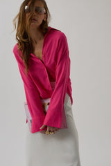 Hochwertige Leinenbluse- Pink