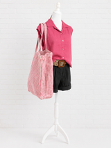 Gestreifte Shoppingtasche- Magenta - verschiedene Farbtypen