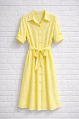 Kleid mit Broderie-Spitze und Taillengürtel- GENTLE SPRING