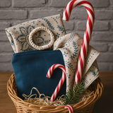 Kleine Tasche aus Jute-Baumwollmischgewebe- 4 JAHRESZEITEN