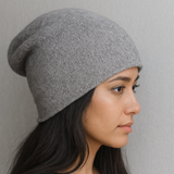 EDLE KASCHMIR MÜTZE- SLOUCHY BEANIE- DUNKLER SOMMER
