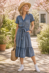 Tencel-Denim Midikleid mit Knopfleiste - 360° + VERDANT WINTER