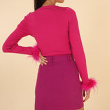 Strickpullover mit Feder-Details- GEDECKTER WINTER