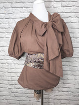 Schluppenbluse- Milchkaffee