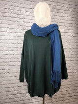 Superweicher Kaschmirschal mit Fransen UNISEX- Dunkelblau