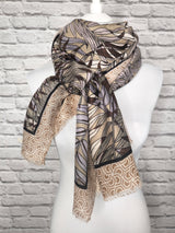 Schal Blätterprint- Naturtöne 4 Jahreszeiten