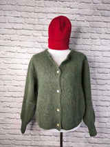 Langärmliger Cardigan aus Mohairstrick- Khaki