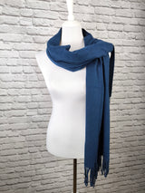 Superweicher Kaschmirschal mit Fransen UNISEX- Dunkelblau