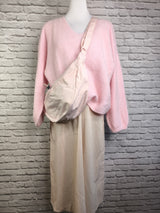 Flauschiger Alpaka Pullover V- Ausschnitt- Rosa