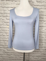 Langarmshirt aus Viskose- Taubenblau