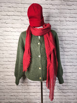 Langärmliger Cardigan aus Mohairstrick- Khaki