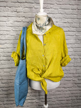 Leinenhemd- Frisches Limettengelb