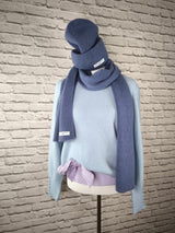 WINTERENSEMBLE SCHAL & MÜTZE MIT KASCHMIR - BLAUGRAU