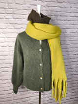 Langärmliger Cardigan aus Mohairstrick- Khaki