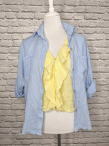 Leinenbluse ohne Arm mit Volants- Zitronengelb