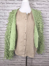 Leinen Kurzarmbluse - Beige