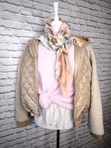 Flauschiger Alpaka Pullover V- Ausschnitt- Rosa