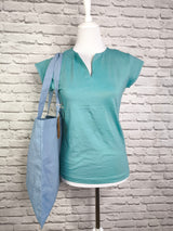 T-SHIRT mit V- Ausschnitt BELICE- Dusty Blue