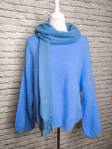 Flauschiger Alpaka Pullover- Azurblau