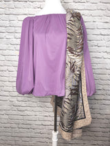 Carmenbluse Schulterfrei mit Ballonärmel- Altrosa/Lavendel