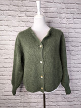 Langärmliger Cardigan aus Mohairstrick- Khaki