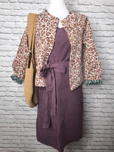 Lockeres Leinenkleid- Tunika-Kleid aus 100% Bio-Leinen: Shadow Violett - 360°